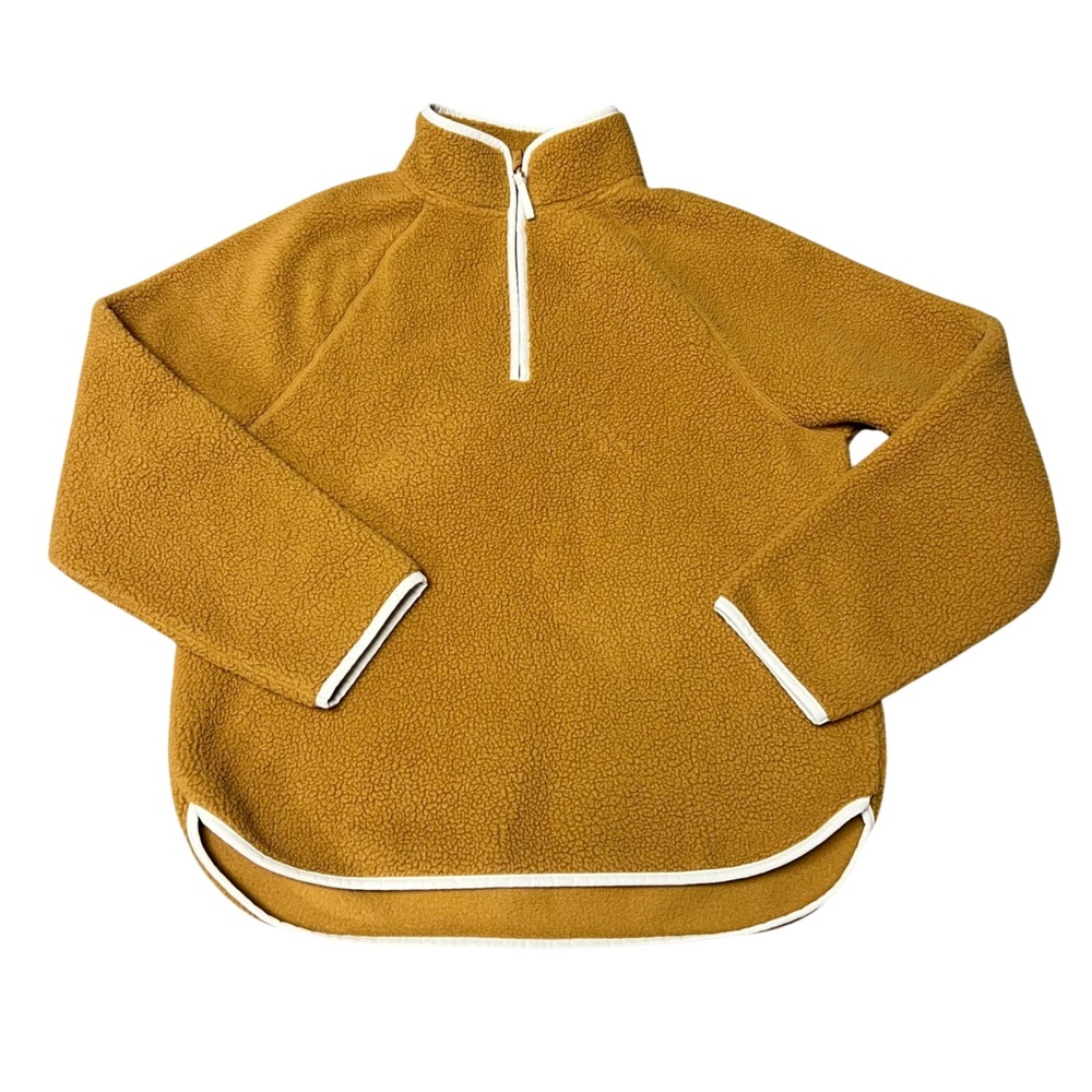 J.Crew Womens Sherpa Fleece Half Zip Pullover Mustard Yellow BS224 Size L‎